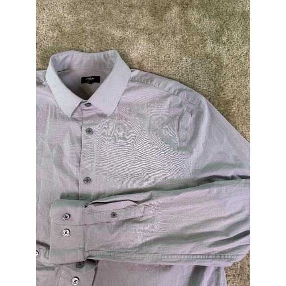 Express 1MX Men's Dress Shirt Large Gray Slim Fit Button-Up Long Sleeve D847 - Picture 1 of 9